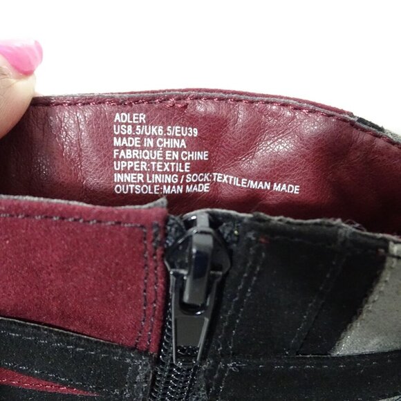 JustFab Adler Ankle Boots Bootie Block Heels Women Size 8.5 Blue Red Colorblock - Picture 6 of 9